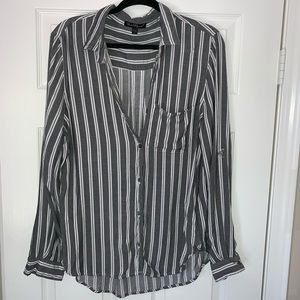Gray Striped Button Down Dress Shirt
